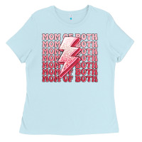Baby Blue mom of both girls Ladies Tee - MaliasSmallBusiness