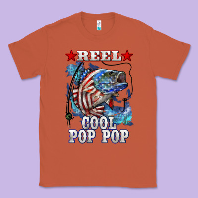 Reel Cool Pop Pop American Flag Bass Classic Tee Designed By Lillyallendesigns