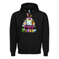 Black Bunny Happy Easter truck Zipper Hoodie - CowGirlArtShop