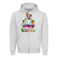 Dove Grey Bunny Happy Easter truck Zipper Hoodie - CowGirlArtShop
