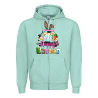 Bunny Happy Easter Truck Zipper Hoodie | Teevron