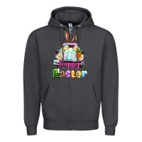 Smoke Bunny Happy Easter truck Zipper Hoodie - CowGirlArtShop