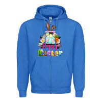 True Royal Bunny Happy Easter truck Zipper Hoodie - CowGirlArtShop