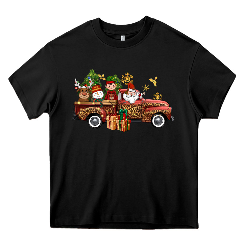 Christmas Truck Elf Santa Snowman Reindeer Heavy Core Tee by NancyCooperArtShop | Teevron
