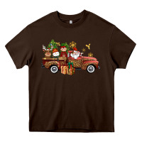 Chocolate Brown Christmas Truck Elf Santa snowman reindeer Heavy Core Tee - NancyCooperArtShop