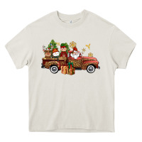 Cream Christmas Truck Elf Santa snowman reindeer Heavy Core Tee - NancyCooperArtShop