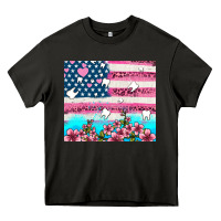 Asphalt american flag and teeth with flowers Heavy Core Tee - AdoDesignShop
