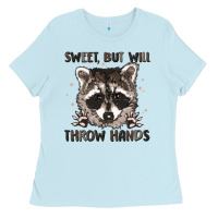 Baby Blue sweet but will throw hands Ladies Tee - MaliasSmallBusiness