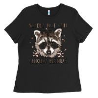 Black sweet but will throw hands Ladies Tee - MaliasSmallBusiness