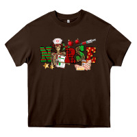 Chocolate Brown Christmas Nurse Heavy Core Tee - NancyCooperArtShop