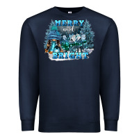 Navy merry and bright Premium Sweatshirt - FaDigitalArtStudio