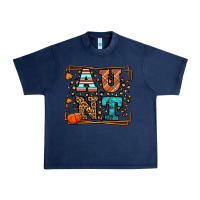 Navy Fall Autumn Leopard Aunt Urban Heavy Tee - LillyAllenDesigns
