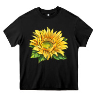 Black starburst greenburst sunflower Heavy Core Tee - LillyAllenDesigns