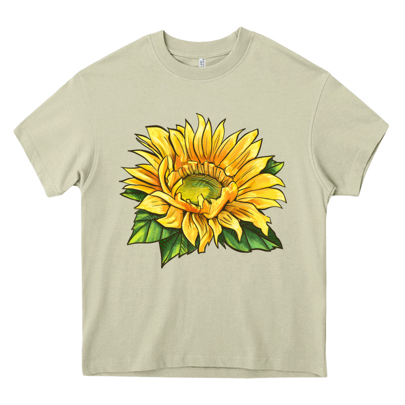 Starburst Greenburst Sunflower Heavy Core Tee by LillyAllenDesigns | Teevron