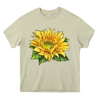 Mossy starburst greenburst sunflower Heavy Core Tee - LillyAllenDesigns