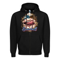 Black Baseball lips Zipper Hoodie - HowdyJamesFarm