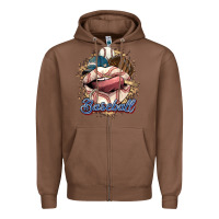 Chestnut Baseball lips Zipper Hoodie - HowdyJamesFarm
