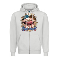Dove Grey Baseball lips Zipper Hoodie - HowdyJamesFarm