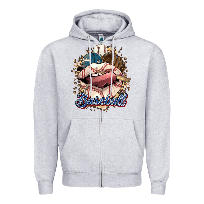 Baseball Lips Zipper Hoodie by HowdyJamesFarm | Teevron