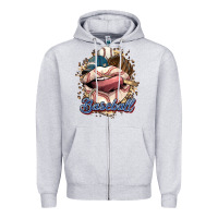 Heather Grey Baseball lips Zipper Hoodie - HowdyJamesFarm