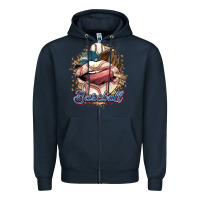 Navy Baseball lips Zipper Hoodie - HowdyJamesFarm