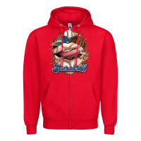 Red Baseball lips Zipper Hoodie - HowdyJamesFarm
