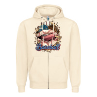 Sandshell Baseball lips Zipper Hoodie - HowdyJamesFarm