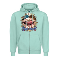 Seafoam Baseball lips Zipper Hoodie - HowdyJamesFarm