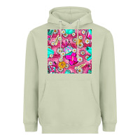 Matcha hairstylist coffee cups and daisy with leopard seamless pattern bbs Heavyweight Hoodie - BundleAndBundleShop
