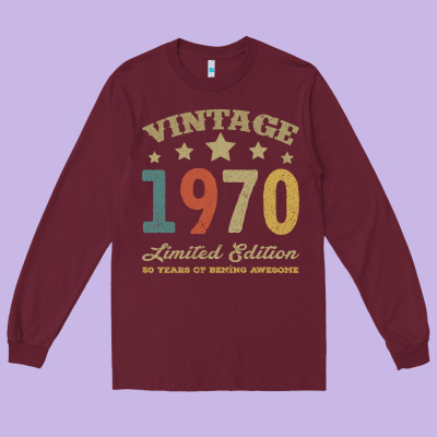 Vintage 1970 Limited Edition 50 Years Of Being Awesome Long Sleeve Tee Designed By Bettercallsaul