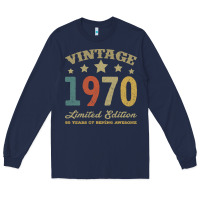 Navy Vintage 1970 Limited Edition 50 Years Of Being Awesome Long Sleeve Tee - Bettercallsaul