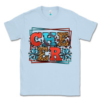 Dusty Blue Cheer Baseball stitchs Classic Tee - LillyAllenDesigns