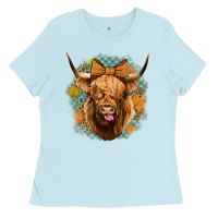 Baby Blue fall highland cow Ladies Tee - Jasminsmagicworld
