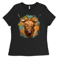 Black fall highland cow Ladies Tee - Jasminsmagicworld