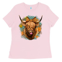 Bubblegum Pink fall highland cow Ladies Tee - Jasminsmagicworld