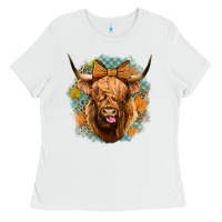 White fall highland cow Ladies Tee - Jasminsmagicworld