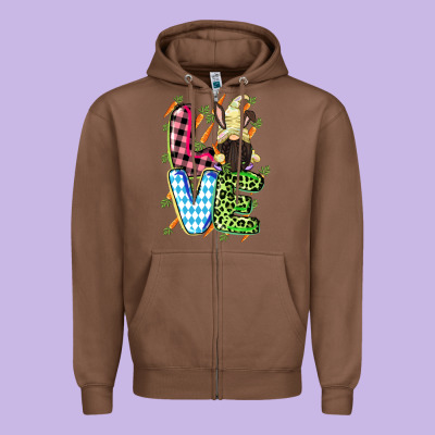 Love Easter Gnome Easter Day Zipper Hoodie Designed By Cowgirlartshop