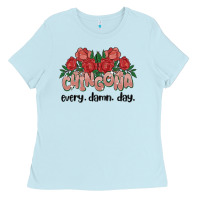 Baby Blue chingona every damn day Ladies Tee - MaliasSmallBusiness
