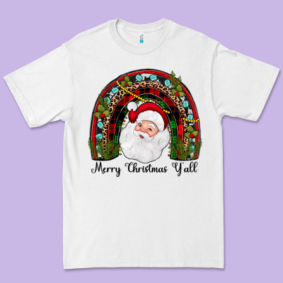 Merry Christmas Y'all Rainbow Premium Tee Designed By Jahusdesignshop