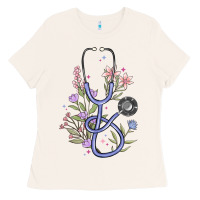Bone floral stethoscope Ladies Tee - MaliasSmallBusiness