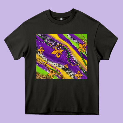 Mardi Gras Fleur Delis Leopard And Cowhide Heavy Core Tee Designed By Adodesignshop
