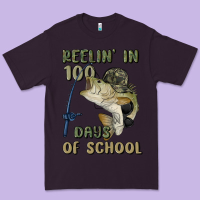 Reelin' In 100 Days Of School Premium Tee Designed By Maliassmallbusiness