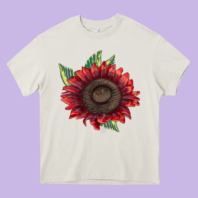 Procut Red Sunflower Heavy Core Tee Designed By Lillyallendesigns