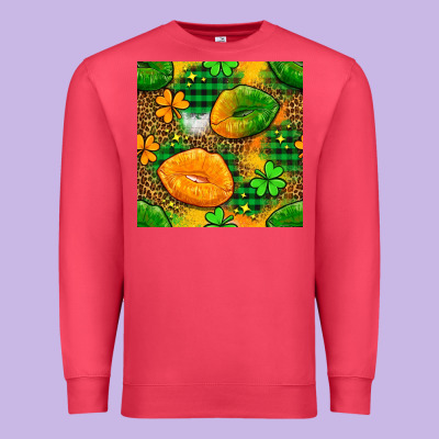 Irish Lips Seamless Pattern Digital Paper Premium Sweatshirt Designed By Bundleandbundleshop