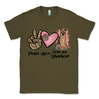Army Green peace love german shepherd Classic Tee - JahusDesignShop