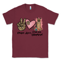 Burgundy peace love german shepherd Classic Tee - JahusDesignShop