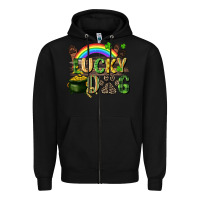 Black Lucky dog St. Patrick's Day Zipper Hoodie - CowGirlArtShop