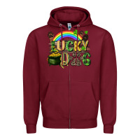 Burgundy Lucky dog St. Patrick's Day Zipper Hoodie - CowGirlArtShop
