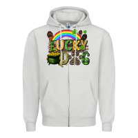 Dove Grey Lucky dog St. Patrick's Day Zipper Hoodie - CowGirlArtShop