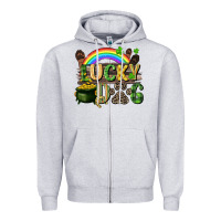 Heather Grey Lucky dog St. Patrick's Day Zipper Hoodie - CowGirlArtShop
